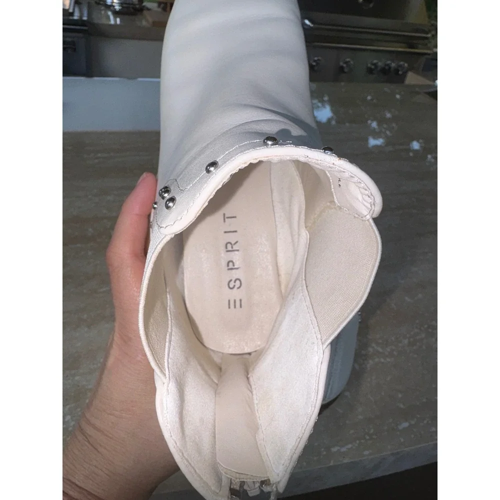 Esprit Ankle Boots Teigan Studded Off-White Western Booties 7.5M